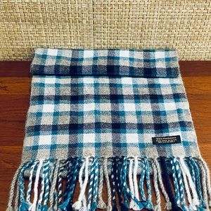 NWOT 100% Pashmina Blue & Gray Plaid Scarf Nepal